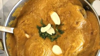 Malai Kofta · Vegetable meatball (No meat!) with a tomato-onion curry sauce. Served with rice.