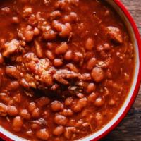 Tops Famous Bar-B-Q Beans · Tops original recipe with smoked, pork shoulder in various sizes