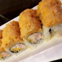 Sea Angel Roll · Spicy. Snow crab, mango topped with spicy crunchy shrimp spicy mayo.