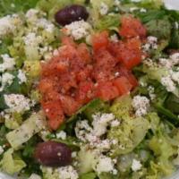 Greek(Fatoosh) · Romaine Heart, Quinoa, Parsley, Feta Cheese, Tomatoes, Shiraz Dressing, Kalamata olives