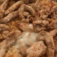 Pollo Con Queso · Grilled chicken and rice, with melted cheese.