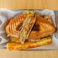 Chipotle Sandwich With Chicken · Lettuce, tomato, avocado, monterrey jack cheese, grilled chicken, house chipotle. Served on ...