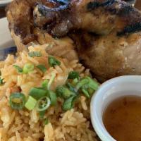 L-Thai Bbq Chicken W/ Shrimp Fried Rice  · Half chicken marinated in BBQ sauce, grilled, served with shrimp fried rice and sweet and so...