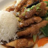 L-Volcano  · Chicken breast or tofu fingers stir-fried crispy with Thai chili sweet garlic sauce, served ...
