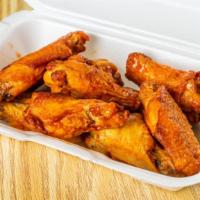 Wings · Plain, hot, or bbq. Comes with ranch or blue cheese.
