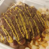 Country Ham Trash Plate · A bed of scrambled eggs and home fries topped with country ham, shredded cheese, onions and ...