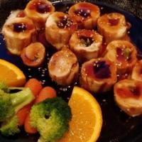 Chicken Negimaki Dinner · Grilled chicken breast strips rolled in mozzarella and scallions, then drizzled with teriyak...