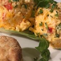 Pimento Cheese Plate · House made pimento cheese, served with our mini Odessa's sweet potato biscuits, and our hous...