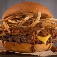 The Sloppy Whoa · Quarter pound of fresh, never-frozen Certified Angus Beef®, American Cheese, Chili, Fried On...