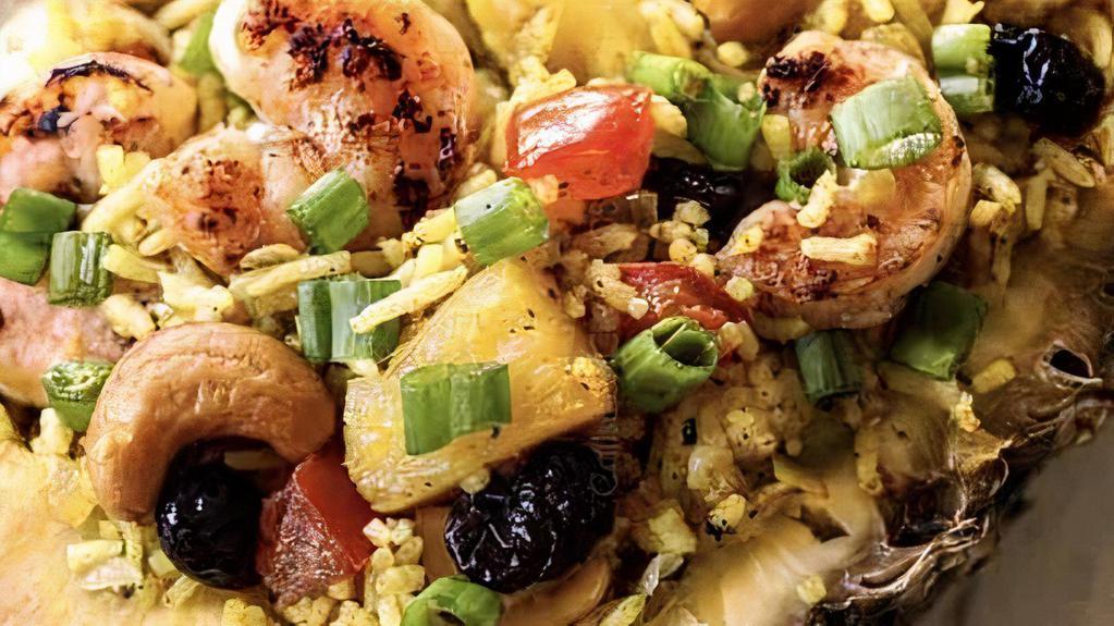 Hawaiian Pineapple Fried Rice · Shrimp, cashew, raisins, onions, carrots,pineapple, and traditional curry ingredients.