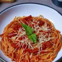 Marinara Pasta · Homemade tomato sauce, garlic, basil