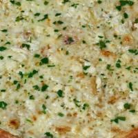Blanco Pizza · Extra virgin olive oil, garlic, mozzarella, feta cheese