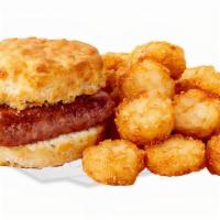 Smoked Sausage Biscuit Combo · Hickory smoked sausage links on a Jack's made-from-scratch buttermilk biscuit with hash brow...