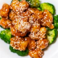 Sesame Chicken · Served with white rice or fried rice.