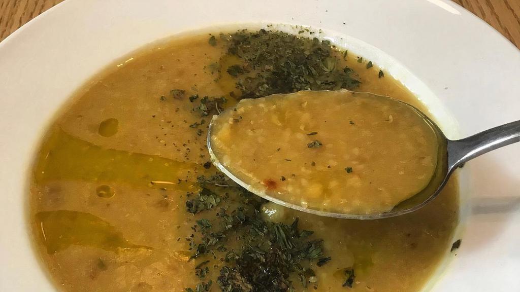 Lentil Soup · A vegan lentil soup that contains bulgar (glutinous).