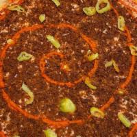 Vegan Special Pie · Fresh milled tomato sauce with Numu vegan mozzarella, Follow Your Heart vegan parmesan, Be-H...
