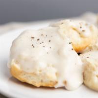Biscuits And Gravy · 500 Cal. Two buttermilk biscuits served open-faced and smothered in our traditional white gr...