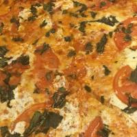 Veggie Sicilian Pizza (Large) · Vegetarian. Mozzarella, mushroom, black olive, onion, green pepper, banana pepper, spinach, ...
