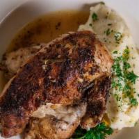 Fire Roasted Half Chicken · Seasoned And Rotisserie-Cooked With Natural Jus, Served With Mashed Potato