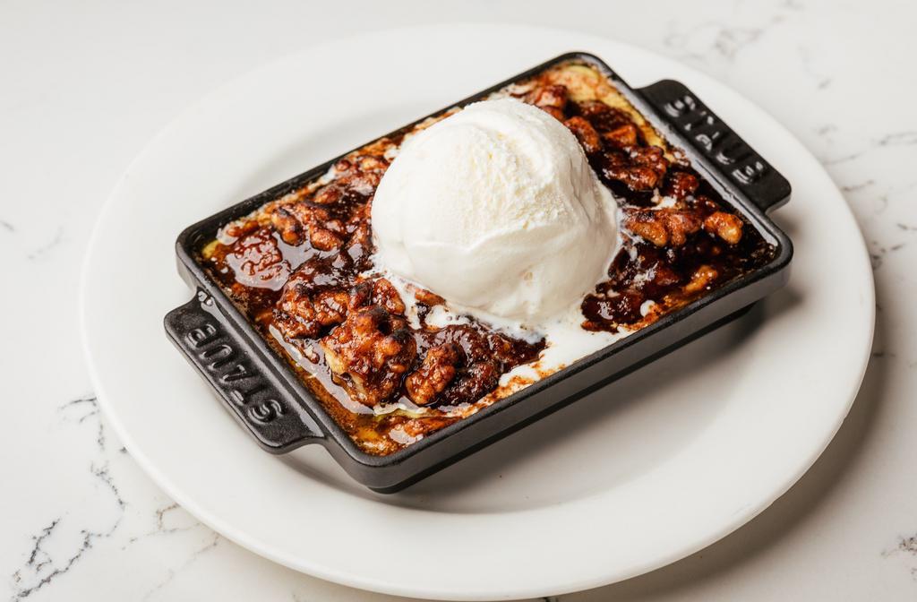 Walnut Apple Cobbler  · served warm, topped with vanilla ice cream