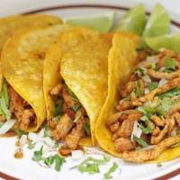 Shrimp Taco (1) · Topped with salad. Corn or flour tortilla. Crispy or soft.