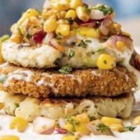 Crab Cakes · Fried Green Tomatoes, Beer Cheese, Corn Relish