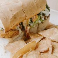 Southern J.Lt · BBQ Jack Fruit, Pimento Cheese, Baby Greens, Buttermilk Herb Dressing, Hoagie Roll. Served W...
