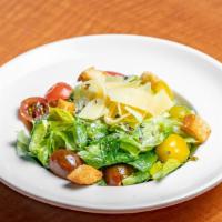 Caesar Salad · Shaved parmesan, chopped romaine, creamy Caesar & heirloom tomatoes