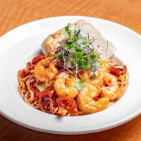 Shrimp Diablo · Jumbo shrimp tossed in a spicy rustic tomato sauce served with pasta and bread