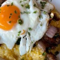 Grit Bowl · Delta Grind grits, your choice of spicy pork or veggie sausage, sautéed mushrooms, red onion...