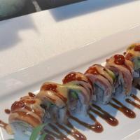 Sriracha Roll (It'S Raw) · Spicy. Yellow tail, avocado, cream cheese topped with tuna, salmon with eel sauce, spicy may...