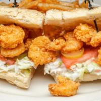 Fried Shrimp Po-Boy · Most popular. Remoulade and coleslaw. Served with french fries.