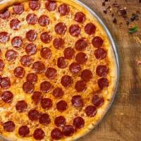 Pepperoni Lover'S (12 Inch) (Medium) · Three layers of pepperoni between three layers of cheese finished with our premium Romano ch...