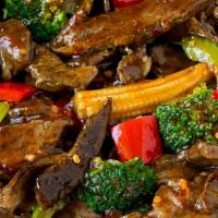 Beef With  Mixed Vegetables · Served with white rice.