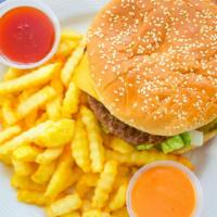 Burger Sandwich & Wings (5) W/ Drink · lettuce /tomatos/onion/pikles/mustard/ketchup/mayonnaise/american cheese/burger beef patty/b...