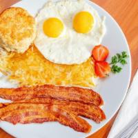 2 Eggs Served Your Way · Daisy Dukes Signature Item. Served with your choice of meat, hash browns or grits, and toast...
