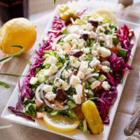 Greek Salad Salad · Sliced tomatoes, cucumber, onions, parsley, green onions, turnip, lemon juice & olive oil to...