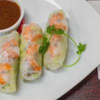 Viet'S Fresh Spring Rolls (3) · Shrimp, Pork, Vermicelli,   Lettuce, Basil. Served with Peanut Butter Sauce.