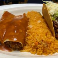 1 Taco, 1 Enchilada, 1 Chile Relleno, & Spanish Rice · 