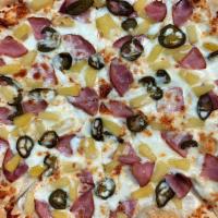 Hawaiian Pizza  · Canadian bacon, pineapple and extra cheese