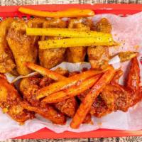 Wings (7 Pc) · Served with celery carrots rolls and your choice of ranch or blue cheese dressing. drinks ar...
