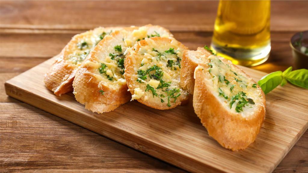 Cheesy Bread · Baked dough topped with melted cheese.