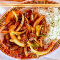 Mongolian Beef Lunch · Hot and spicy.