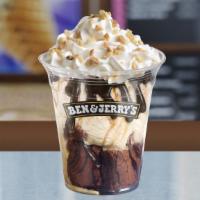 Custom Sundae (2 Scoops) · Includes choice of a freshly baked brownie or two freshly baked chocolate chip cookies, two ...