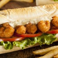 Stracey'S Shrimp Po' Boy Sandwich · Delicious sandwich made with fried shrimp, fresh lettuce, tomatoes, and remoulade sauce on a...