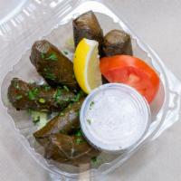 Vegetarian Grape Leaves · Grape leaves stuffed with vegetables and rice.
