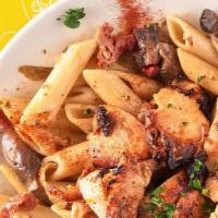 Pasta Plate · Chicken or Gyro, penne pasta, in a mushroom and sundried tomato sauce.