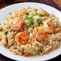 Shrimp Fried Rice · Served with miso soup and a green salad.