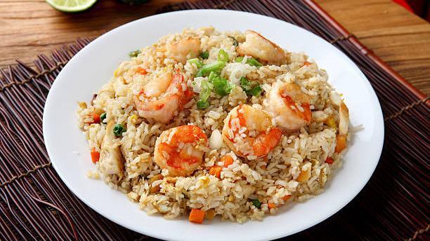 Shrimp Fried Rice · Served with miso soup and a green salad.