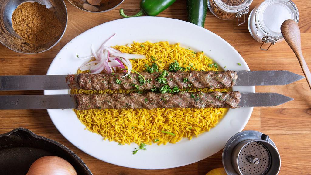 Grilled Kafta · A blend of ground beef, spices, parsley, and onion.